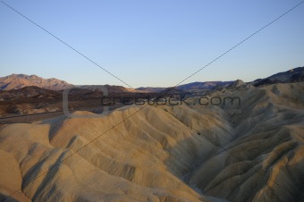 Sun set over the mountains around Death Valley in Nevada