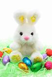 Easter Toy Bunny and Easter Eggs