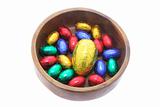 Easter Eggs in Wooden Bowl