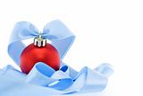 Christmas decoration with soft blue ribbon