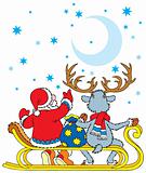 Santa Clause and Reindeer
