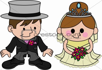 Illustration of bride and groom