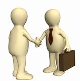 Shake hand of two 3d stylized people 