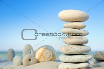 Stones on a beach in the morning