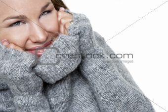 attractive woman in a warm sweater
