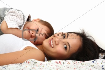 happy mother with baby