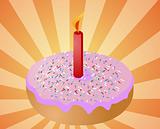 Birthday donut with candle