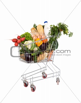 Groceries in shopping cart