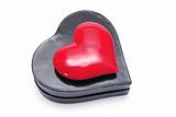 Red Heart Symbol on Heart-shaped Gift Box