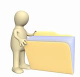 3d puppet, opening  folder with documents