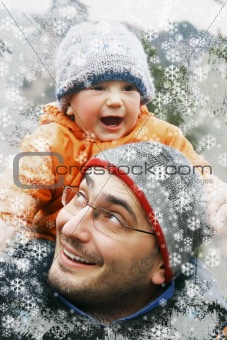 father and son winter portrait