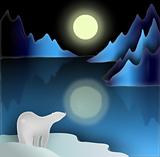 Polar Bear gazing at the moon
