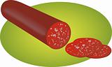 Pepperoni salami sliced illustration