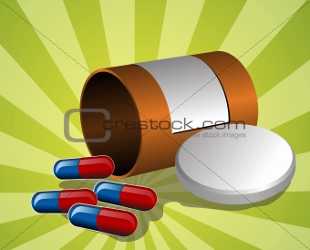 Illustration of open pillbox with pills
