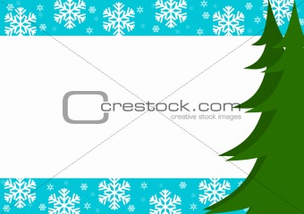 Christmas border with trees and snowflakes