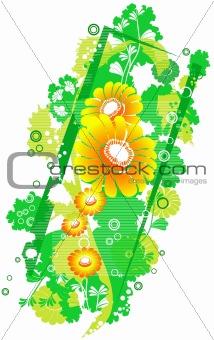 flowers on a green abstract