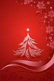 Abstract Christmas tree on the red background. Vector illustration.