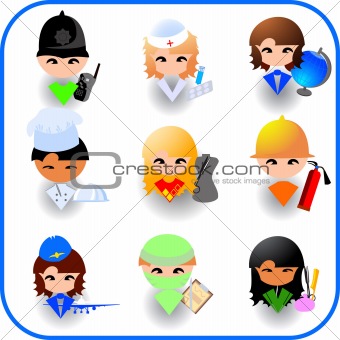 People's occupations. Icon set