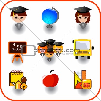 set of education on vector icon