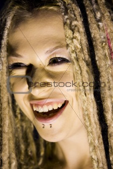 Laughing Woman with Face Piercings