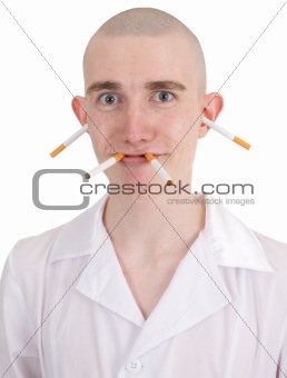 Funny man with cigarettes