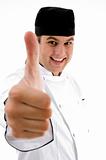 handsome chef with okay hand gesture