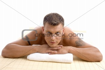 man relaxing in a spa 