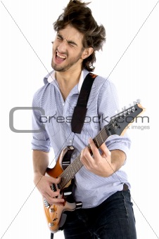 handsome man passionate for music