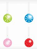 christmas bulbs with snowflakes icon set