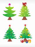 vector christmas tree icon set, illustration