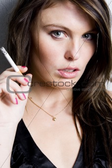 young beautiful girl smoking