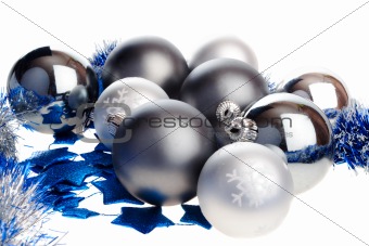 Dark and light silver Christmas balls