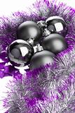 Black balls and lilac tinsel