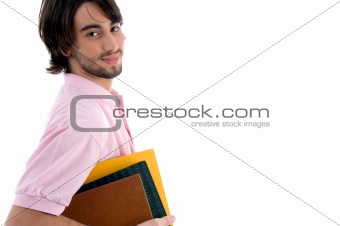 side pose of student with books