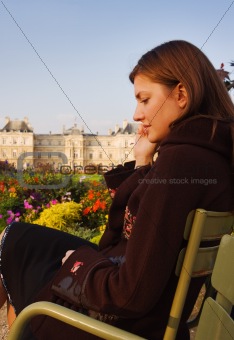 Sunset in Luxembourg garden