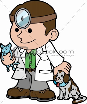 Illustration of veterinarian with animals