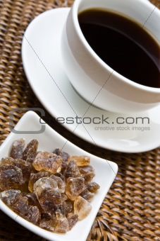 Black coffee and sugar