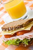 Fresh wholemeal cheese and ham sandwich