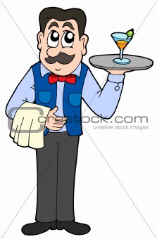 Cute waiter with drink