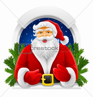 vector Christmas Santa Claus in window
