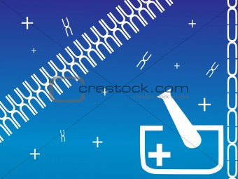 medical lab with tube on blue background