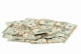 Pile of Twenty Dollar Bills Isolated on a White Background