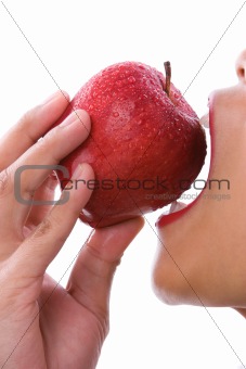 First bite - red apple