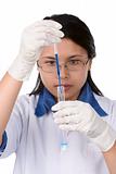 Mixing chemical solution using pipette