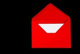 A red envelope on a black backround