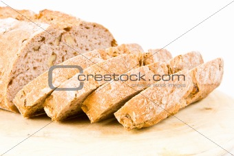 Sliced walnut bread