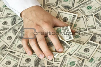 Greedy hand grabs money