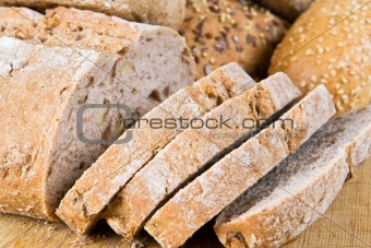 Sliced walnut bread