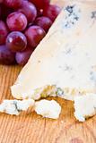 Blue stilton cheese with grapes