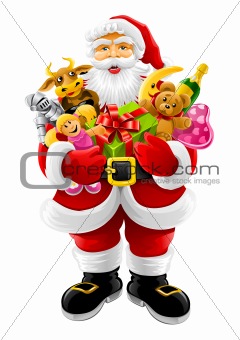vector Christmas Santa Claus with gifts